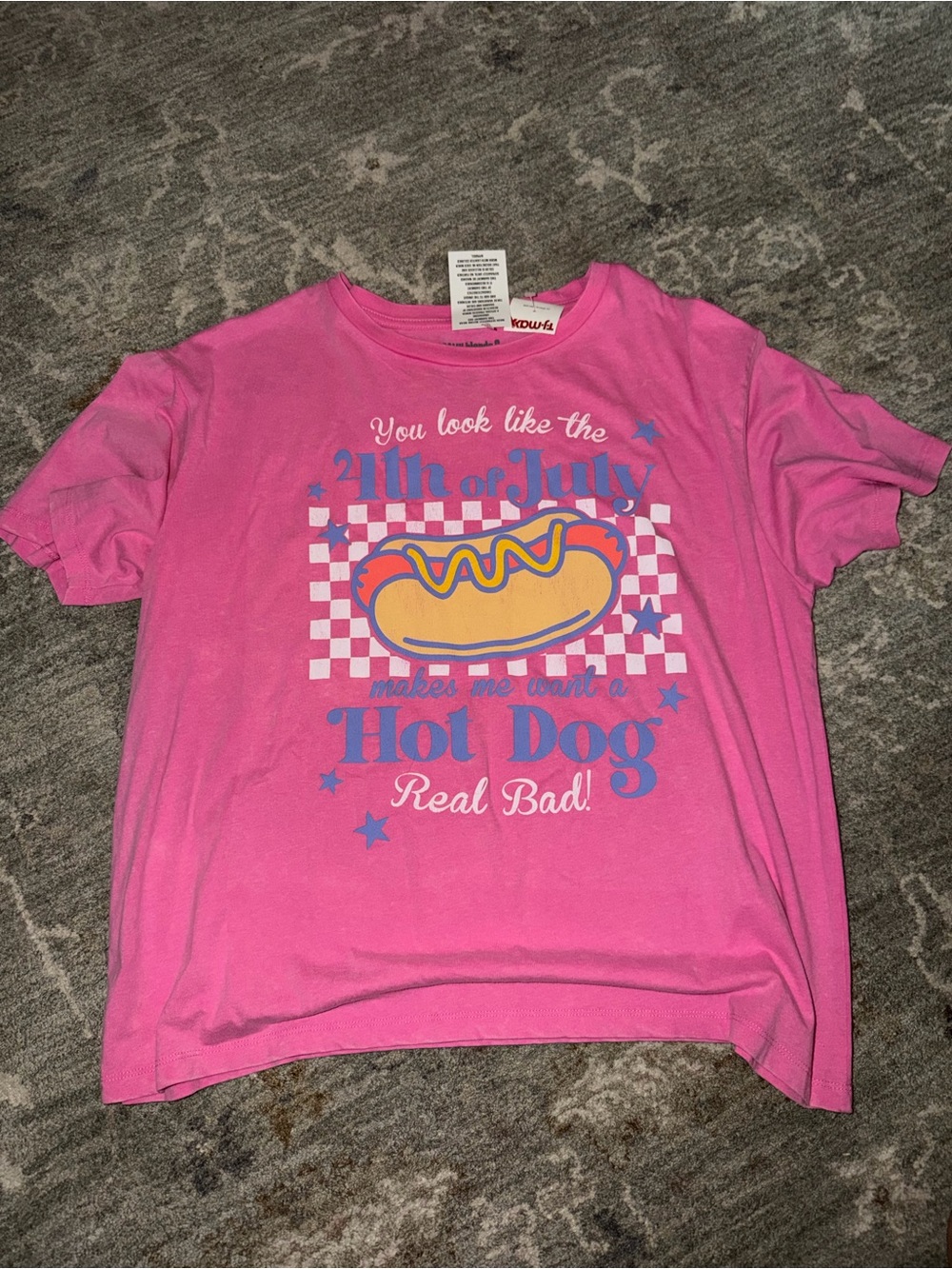 Kids Pink Graphic Tee with Hot Dog Print